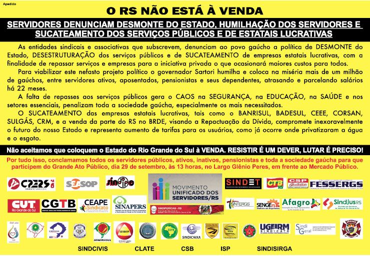 Ato dos Servidores Públicos contra os ataques do Governo Sartori